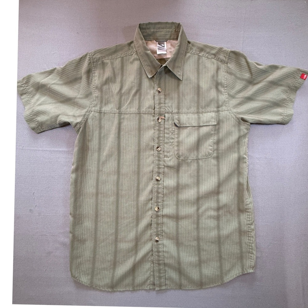 The North Face Mens Sage Green Striped Short Sleeve Button Up AT8H Size M 2157